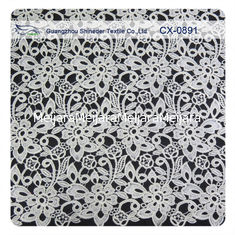 China Tela bordada floral do laço da roupa interior de Reapted do marfim, tingidura amigável de Eco fornecedor
