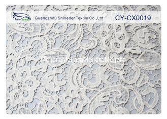 China A flor branca bordou o algodão da tela do laço/CY-CX0019 de nylon/metálico fornecedor