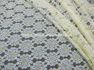China Floral de nylon do ponto da tela do laço do algodão amarelo macio feito malha para o vestido CY-DK0034 do laço fornecedor