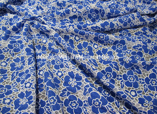 China Azul feito malha da tela do laço do poliéster do algodão com laço da flor da neutralização (CY-DK0019) fornecedor