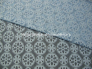 China Material de nylon do vestido do projeto do floco de neve da tela do laço do algodão dos azuis marinhos fornecedor