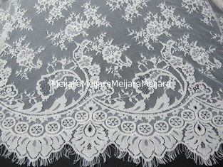 China Guarnição de nylon macia do laço da pestana do algodão, tela do laço do branco de vestido do casamento fornecedor