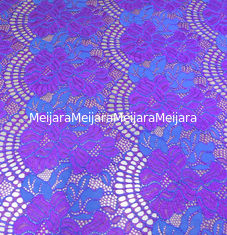 China tela de nylon do laço do algodão floral da largura de 150CM roxa/branca/preto para o pingamento das senhoras fornecedor