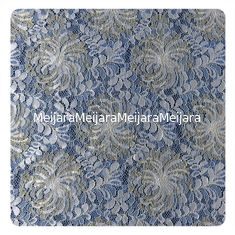 China Tela floral azul do laço da guipura de Chantilly da flor branca do ouro da forma fornecedor
