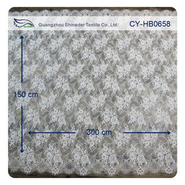 Normal afiado Scalloped floral do marfim de nylon que tinge a tela nupcial do laço do vestido fornecedor