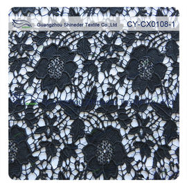 Tela de nylon branca/do preto cor do algodão do vestido floral, laço bordado fornecedor