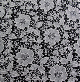Tela de nylon branca/do preto cor do algodão do vestido floral, laço bordado fornecedor