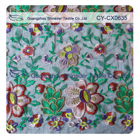Eco - floral amigável da tela do laço do algodão bordado com largura de 120cm fornecedor