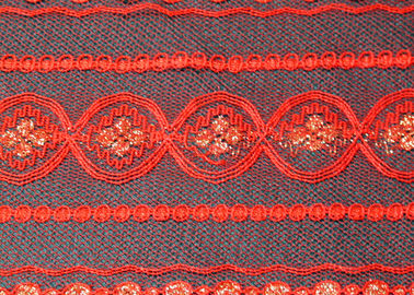 Vermelho metálico Eco-Amigável da tela do laço, material elástico CY-LW0208 do laço fornecedor