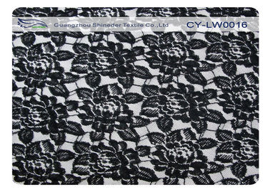 Tela de nylon do laço do algodão preto da flor, nylon de 65% + algodão CY-LW0016 de 35% fornecedor