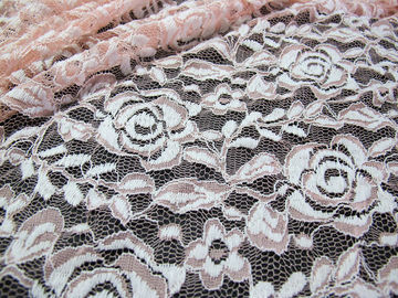 Tela elástico do laço do poliéster do Spandex do algodão com laço feito malha malha da flor fornecedor