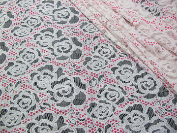 Cópia branca de Rosa da tela do laço do poliéster do algodão para a roupa interior/sutiã (CY-DK0033) fornecedor