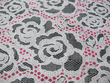 Cópia branca de Rosa da tela do laço do poliéster do algodão para a roupa interior/sutiã (CY-DK0033) fornecedor