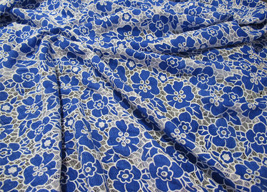 Azul feito malha da tela do laço do poliéster do algodão com laço da flor da neutralização (CY-DK0019) fornecedor