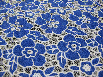 Azul feito malha da tela do laço do poliéster do algodão com laço da flor da neutralização (CY-DK0019) fornecedor