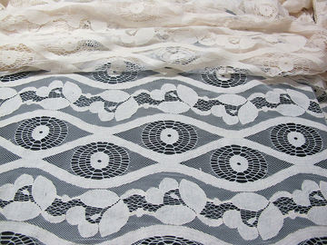 Tela de nylon do laço do voile do algodão macio do marfim, tela de malha floral SYD-0012 do laço fornecedor