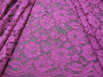 O roxo elegante faz crochê o material de nylon de rayon da tela do laço da flor para o vestuário fornecedor