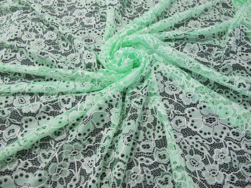 Teste padrão de flor bordado do verde da tela do laço do algodão nylon durável feito sob encomenda fornecedor