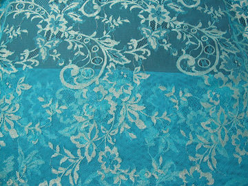 Verde metálico de nylon da tela do laço da flor Stretchable feito malha para a roupa fornecedor