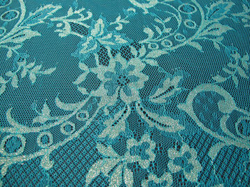 Verde metálico de nylon da tela do laço da flor Stretchable feito malha para a roupa fornecedor