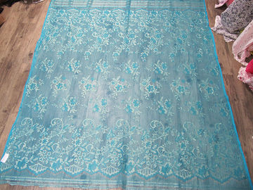 Azul metálico da tela do laço do vintage, tela floral SYD-0002 do laço do tule de nylon fornecedor
