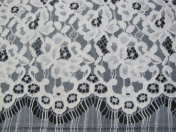 Da tela amarrado do laço da pestana rayon floral material pesado branco do laço/de nylon fornecedor