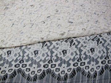 Da tela amarrado do laço da pestana rayon floral material pesado branco do laço/de nylon fornecedor