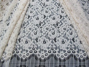 Da tela amarrado do laço da pestana rayon floral material pesado branco do laço/de nylon fornecedor