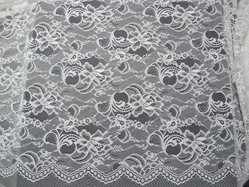 Floral suíço de nylon branco da tela do laço feito malha com laço da beira e borda da vieira fornecedor