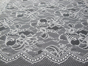 Floral suíço de nylon branco da tela do laço feito malha com laço da beira e borda da vieira fornecedor