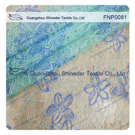 Tela de nylon do laço do poliéster do verde da hortelã com o teste padrão floral fornecedor