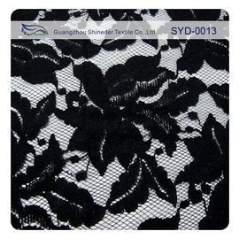 Tela de nylon do laço do cabo do algodão verde e preto para a senhora Vestuário, teste padrão da folha fornecedor