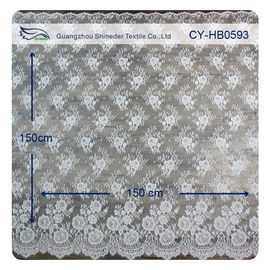 Tela de nylon para vestidos de casamento, tela floral Scalloped do laço de Chantily do laço fornecedor