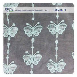 Tela do laço do bordado de Organza da borboleta, tingidura Eco-amigável/tingidura normal fornecedor