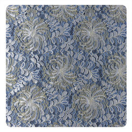 Tela floral azul do laço da guipura de Chantilly da flor branca do ouro da forma fornecedor
