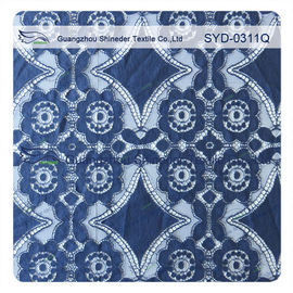 Tela de nylon do laço do estiramento do algodão geométrico azul profundo bonito/tela cortina de laço fornecedor