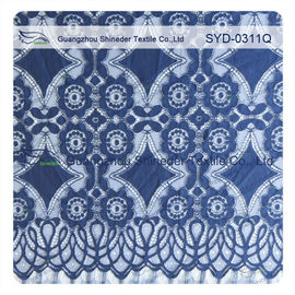 Tela de nylon do laço do estiramento do algodão geométrico azul profundo bonito/tela cortina de laço fornecedor